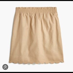 NWT JCrew Scalloped Linen Cotton Skirt Beige Size 12